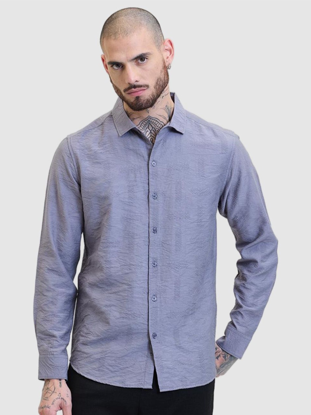 

Snitch Men Smart Slim Fit Solid Casual Shirt, Grey