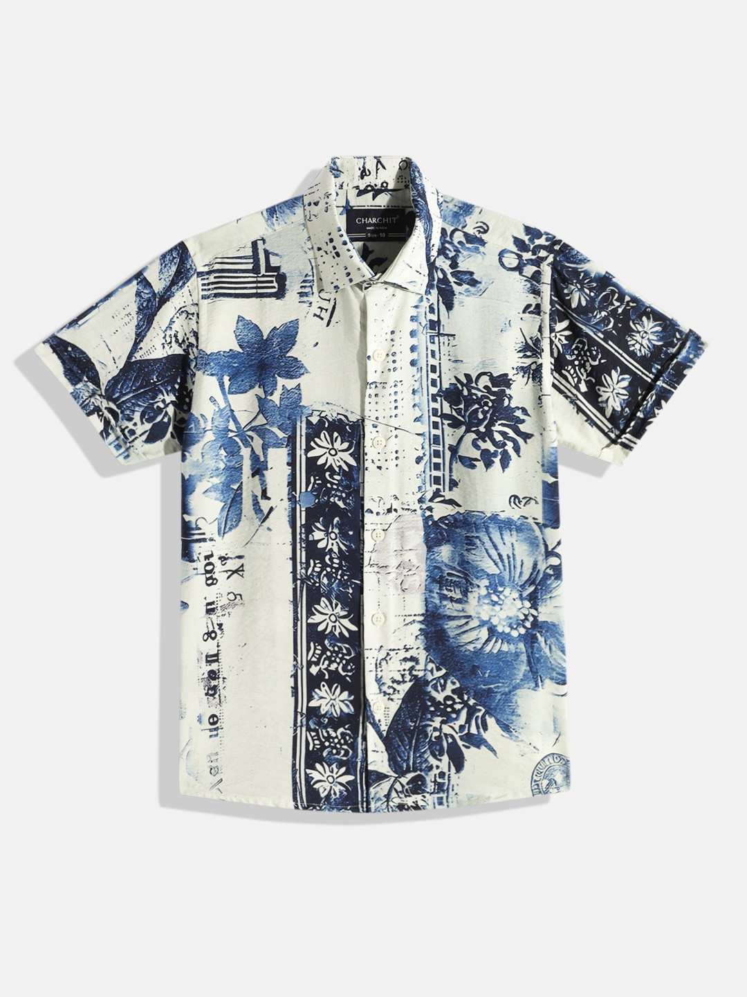 

CHARCHIT Boys Comfort Abstract Printed Casual Shirt, Off white