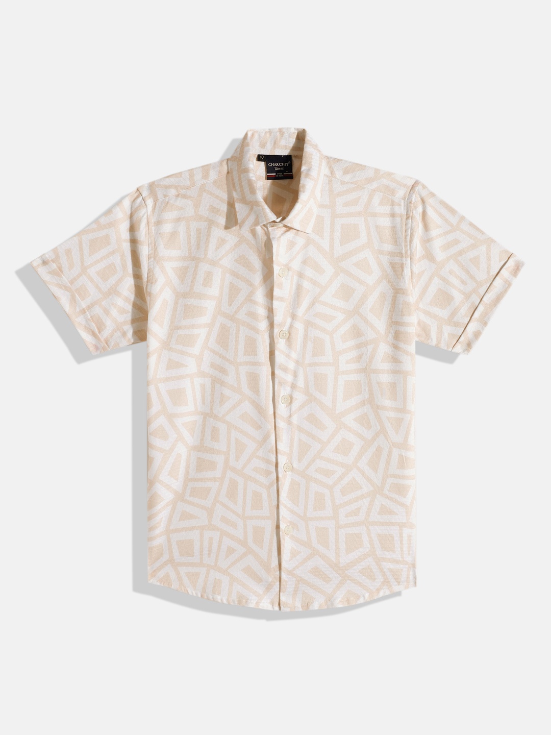 

CHARCHIT Boys Comfort Printed Pure Cotton Casual Shirt, Cream