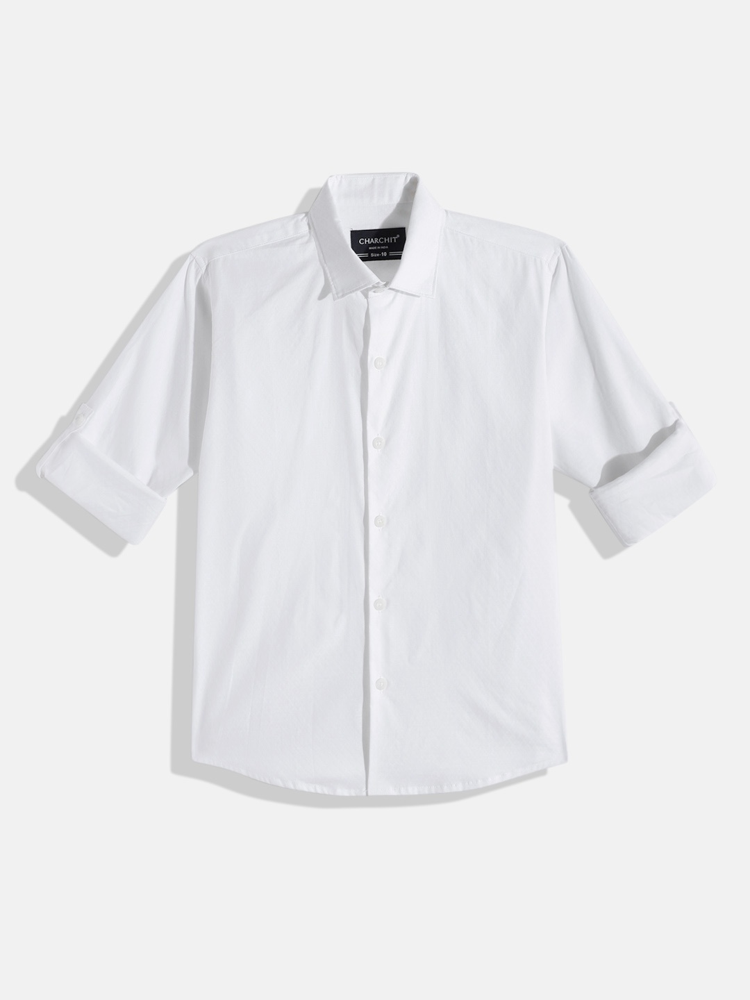 

CHARCHIT Boys Comfort Solid Pure Cotton Casual Shirt, White