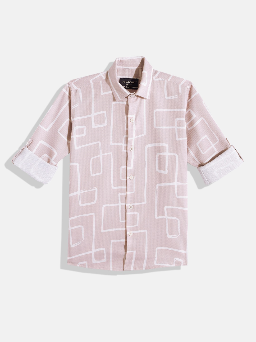 

CHARCHIT Boys Comfort Abstract Printed Pure Cotton Casual Shirt, Rose