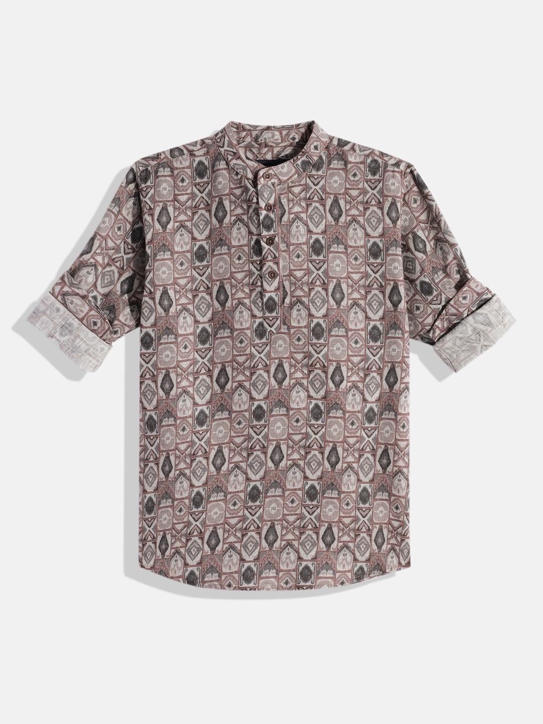 

CHARCHIT Boys Comfort Geometric Printed Casual Shirt, Mauve