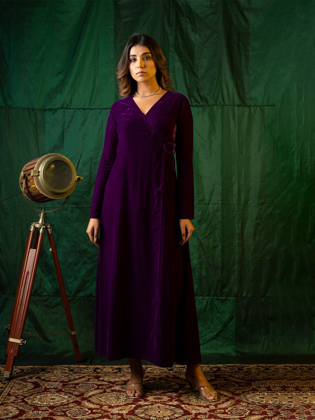 

NANGALIA RUCHIRA Purple Velvet Wrap Gown