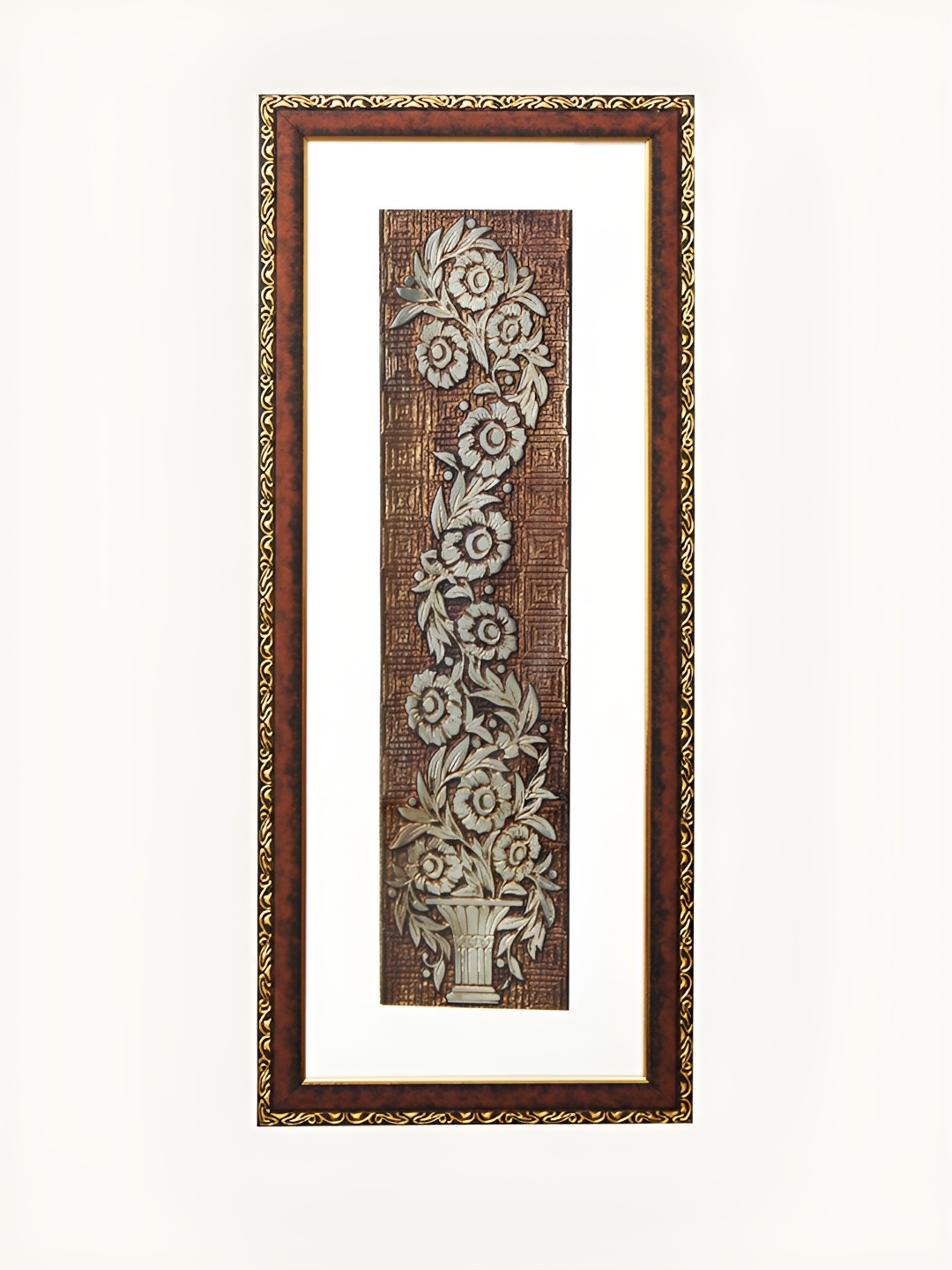 

SHREE KALA HOME DECOR Brown & White Floral and Botanical Painting Wall Art