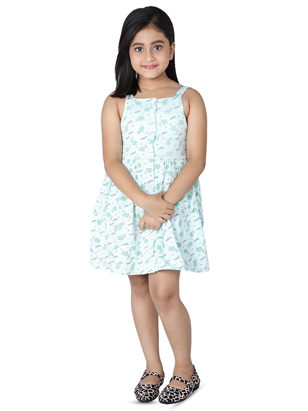 

CRAZYPENGUIN ELITE Girls Printed Fit & Flare Dress, Green