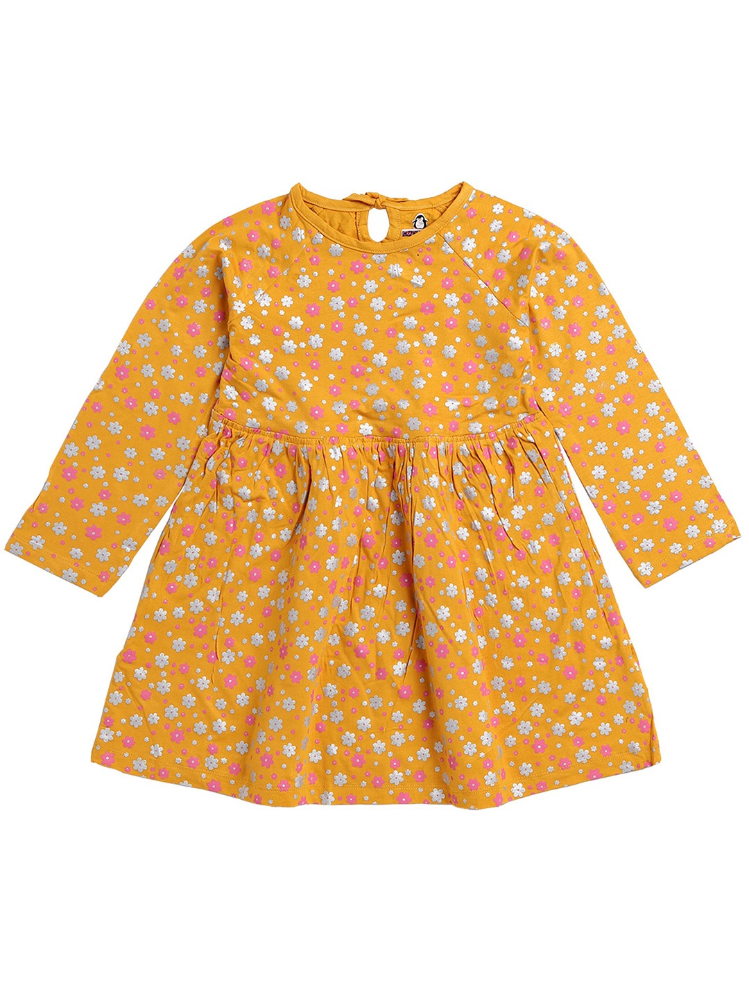 

CRAZYPENGUIN ELITE Girls Floral Printed Cotton Fit & Flare Dress, Yellow