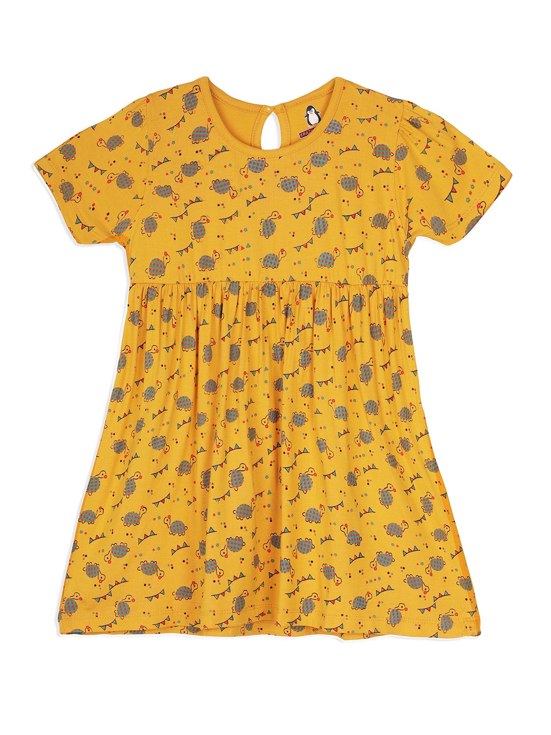 

CRAZYPENGUIN ELITE Girls Floral Printed Fit & Flare Dress, Yellow