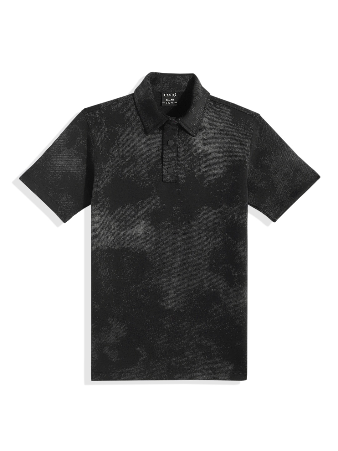 

CAVIO Boys Tie and Dye Printed Polo Collar T-shirt, Black
