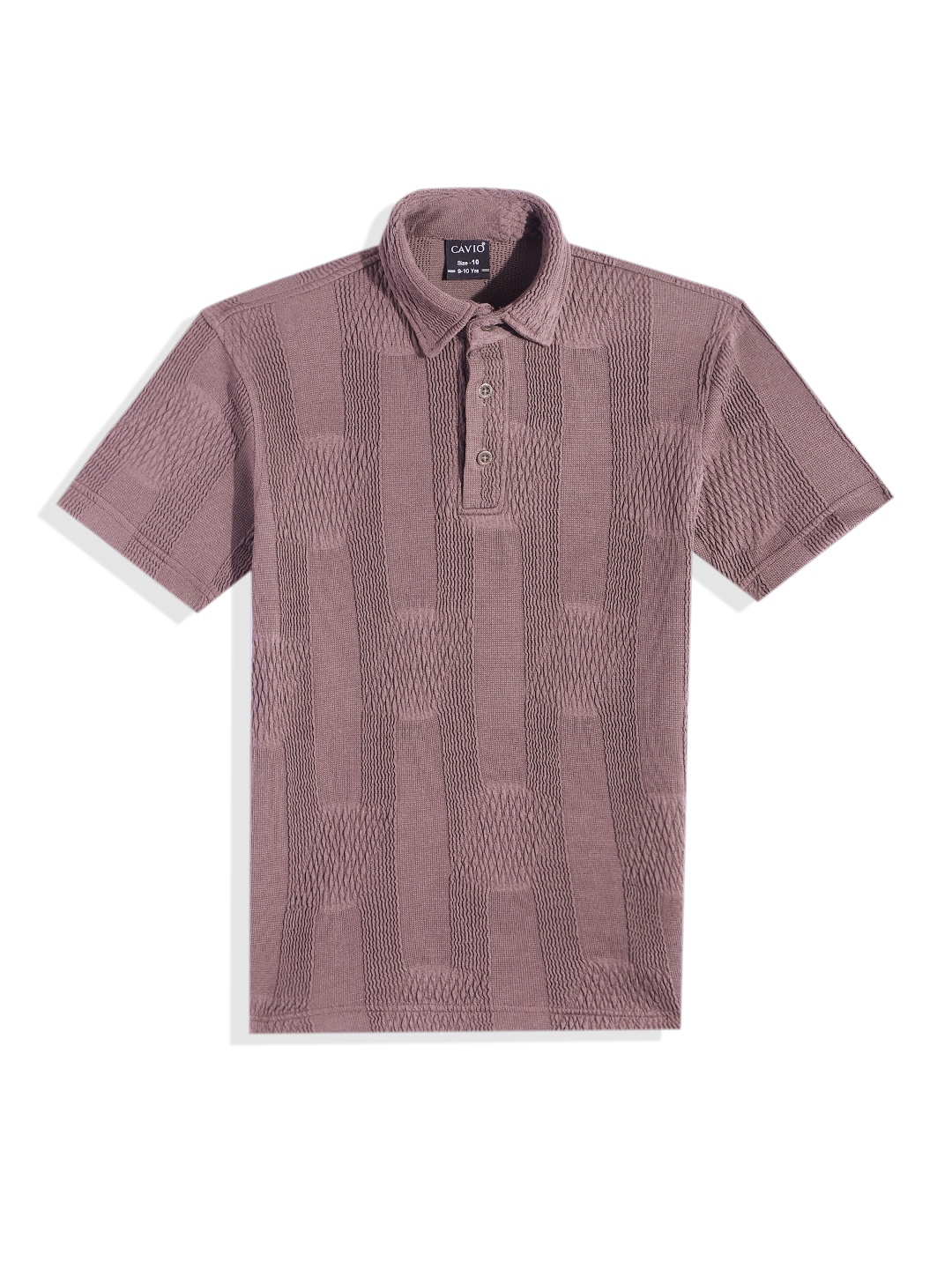

CAVIO Boys Self Design Polo Collar T-shirt, Mauve