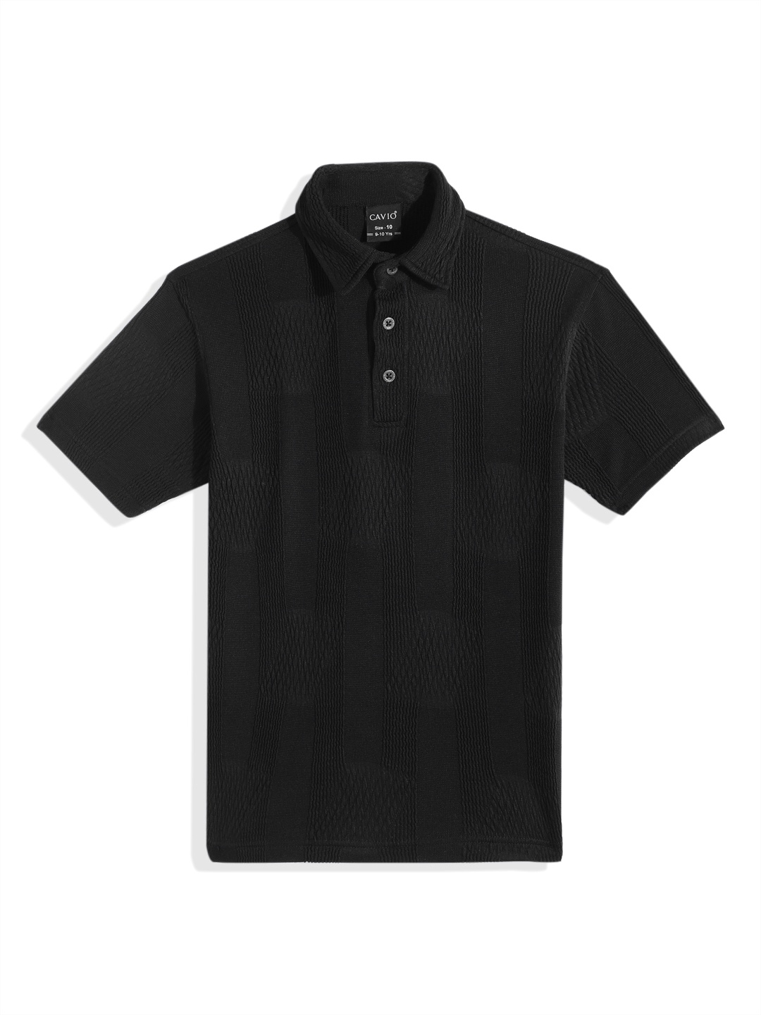 

CAVIO Boys Solid Polo Collar T-shirt, Black