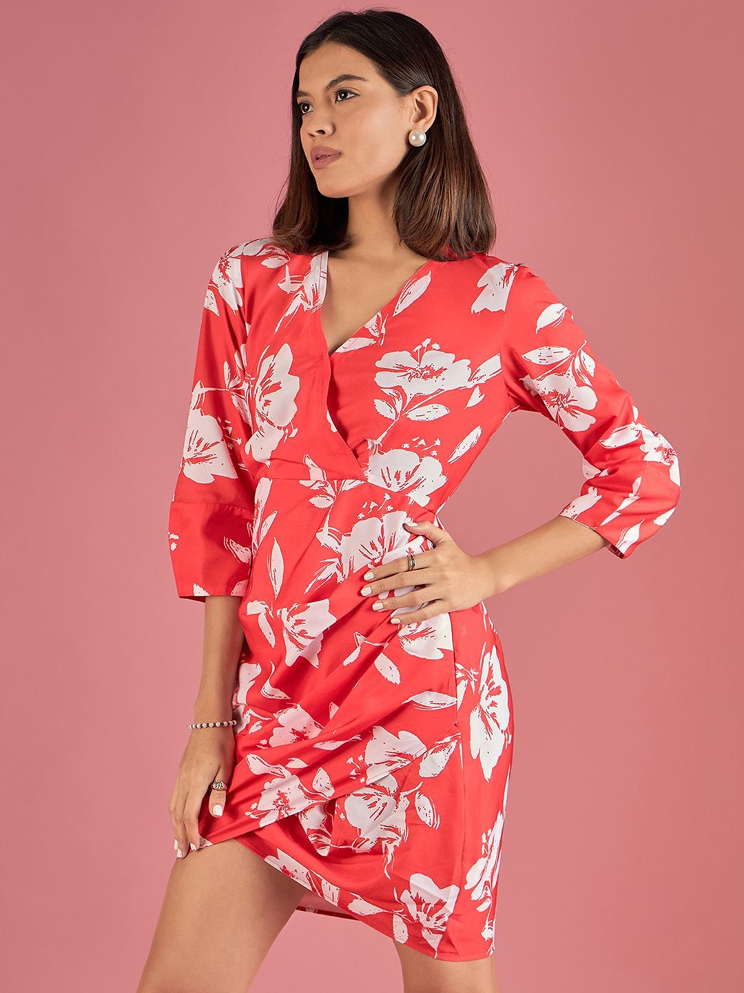 

DressBerry Women Floral Printed Wrap Dress, Red