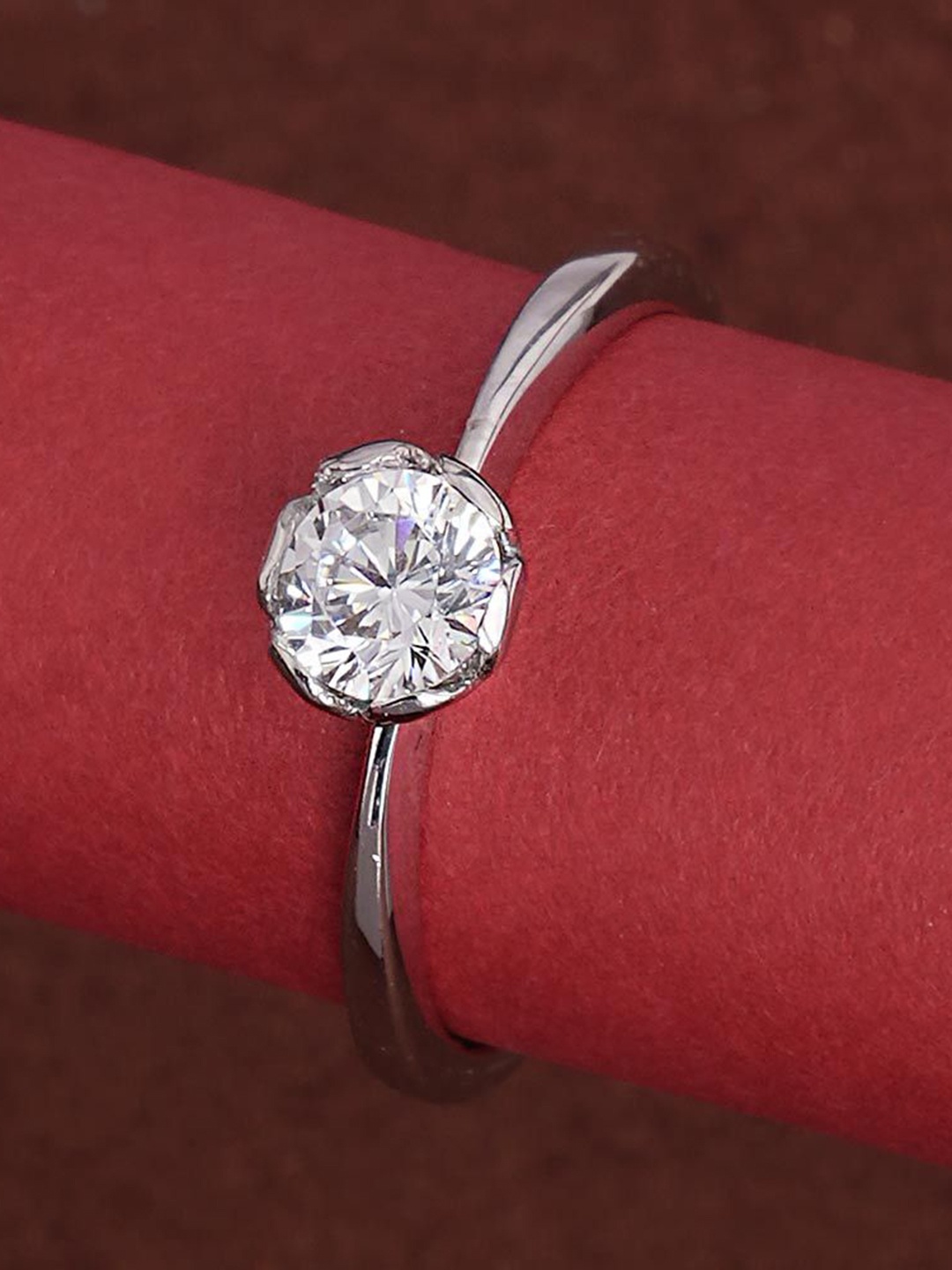 

PALMONAS Rhodium-Plated 925 Sterling Silver CZ-Studded Endless Affection Ring For Women