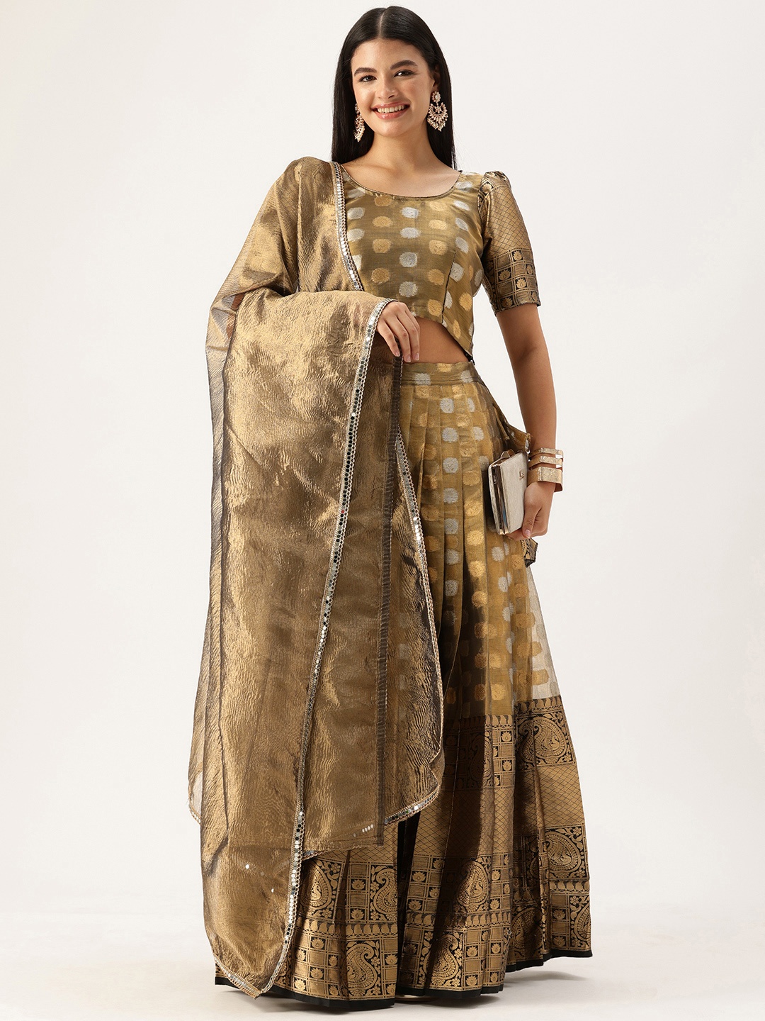 

Vinya Woven Design Ready to Wear Lehenga & Blouse With Dupatta, Black