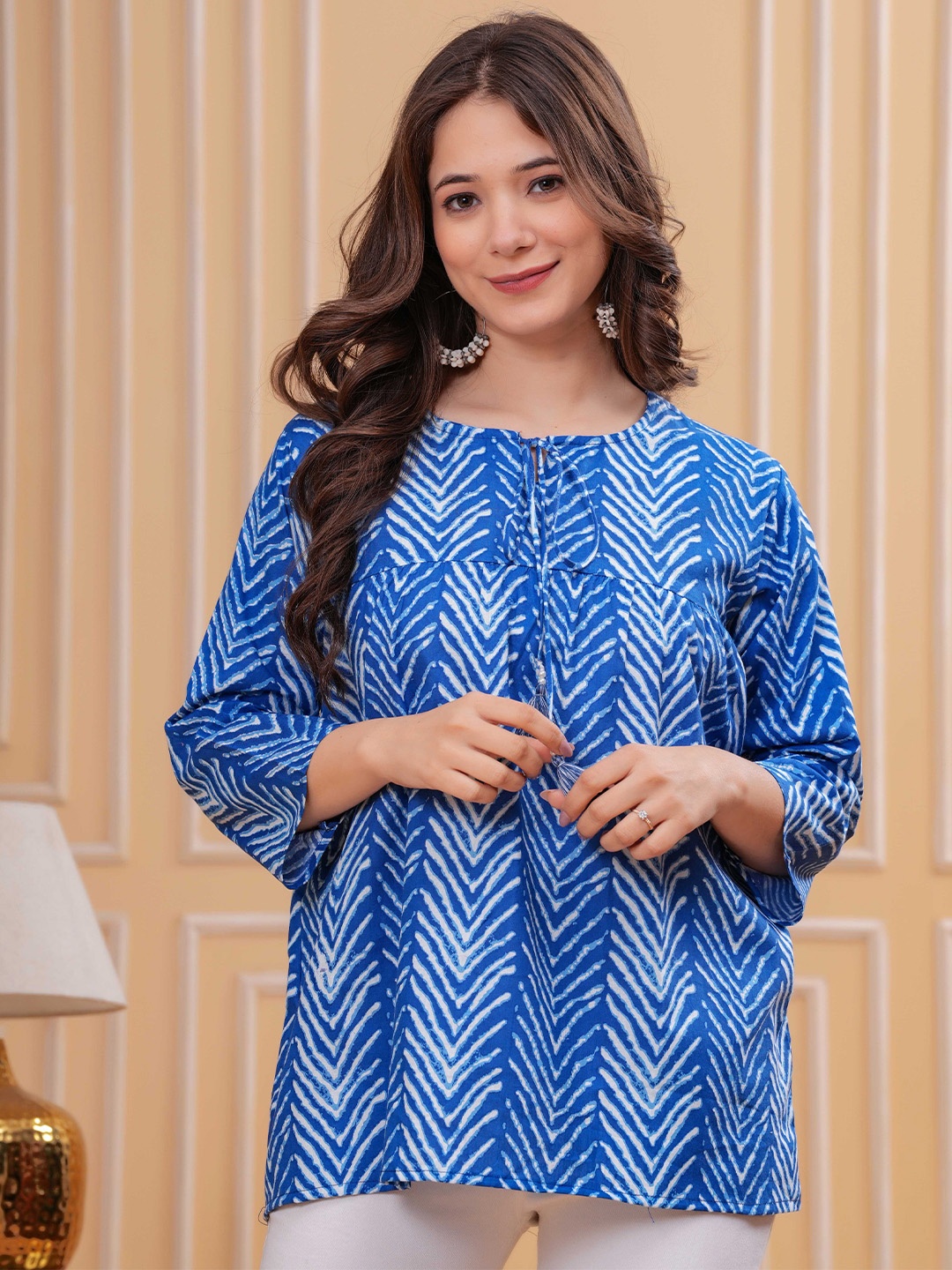 

MF ERA Women Printed Pure Cotton Kurti, Blue