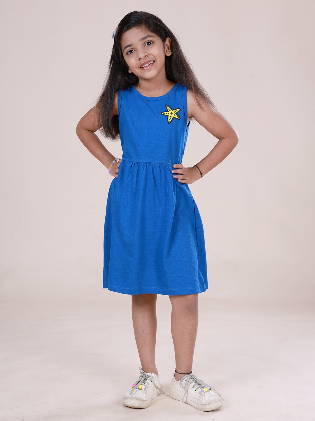 

KiddoPanti Girls Sleeveless Fit and Flare Dress, Navy blue