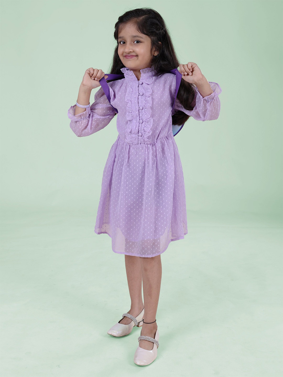 

KiddoPanti Girls Long Sleeves A-Line Dress, Violet
