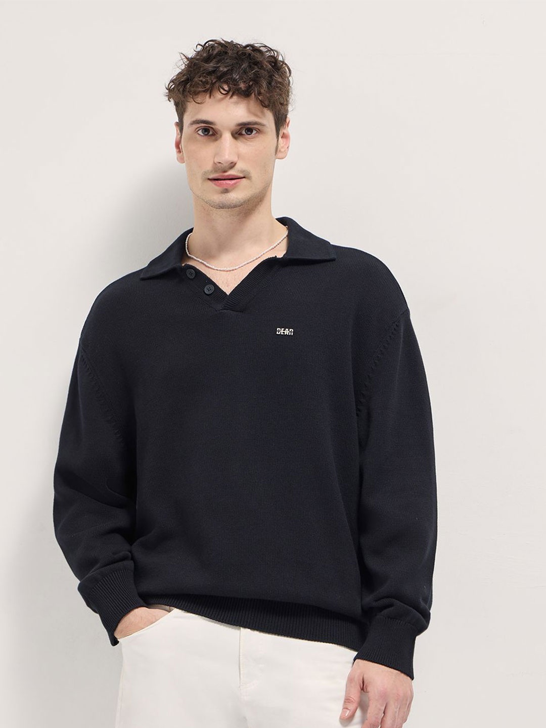 

THE BEAR HOUSE Men Solid Relaxed Fit Cotton T-shirt, Black