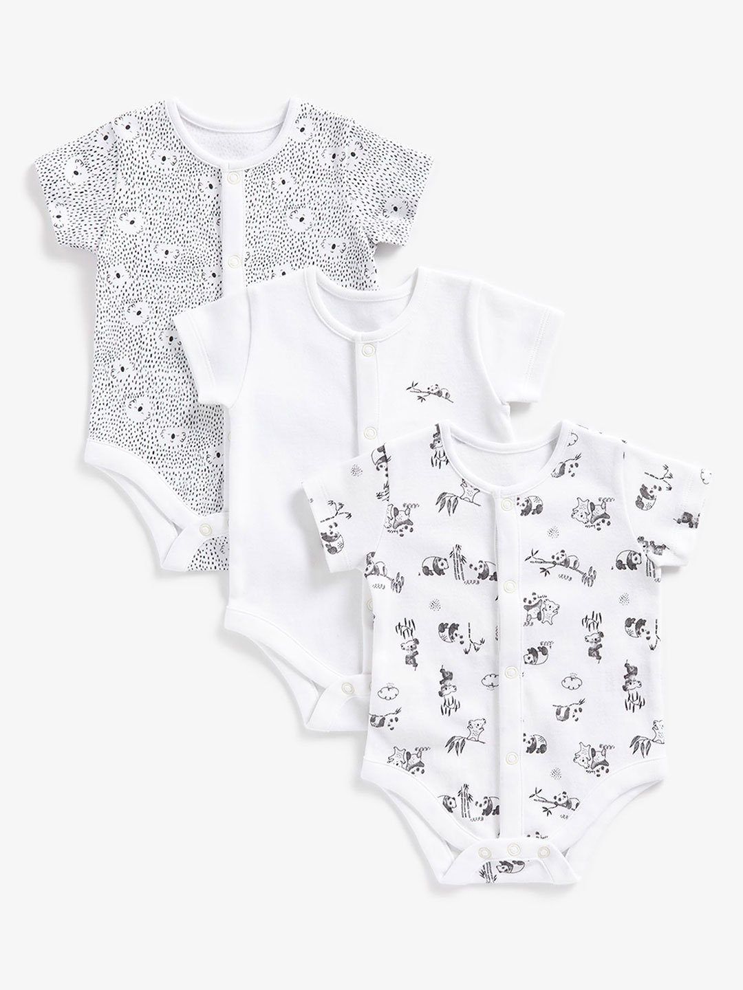 

mothercare Infants Pack Of 3 Printed Cotton Bodysuits, White