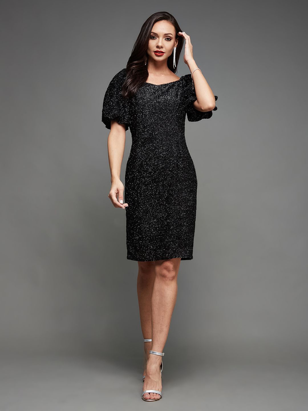 

Miss Chase Women Georgette Bodycon Mini Dress, Black