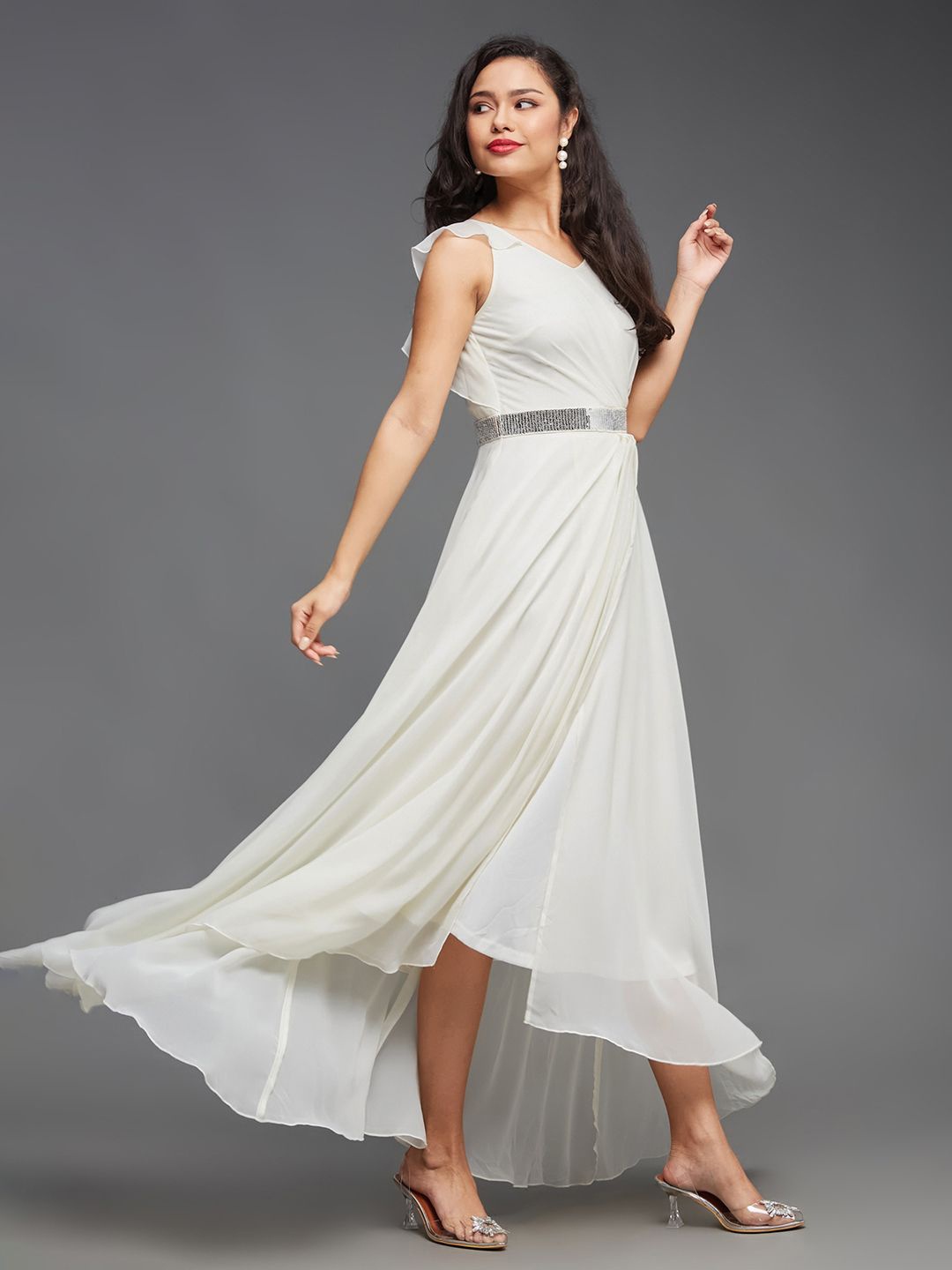 

Miss Chase Women Fit and Flare Dress, Off white