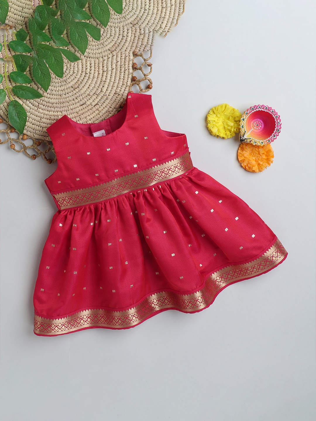 

MANY FROCKS & Girls Embroidered Fit & Flare Dress, Pink
