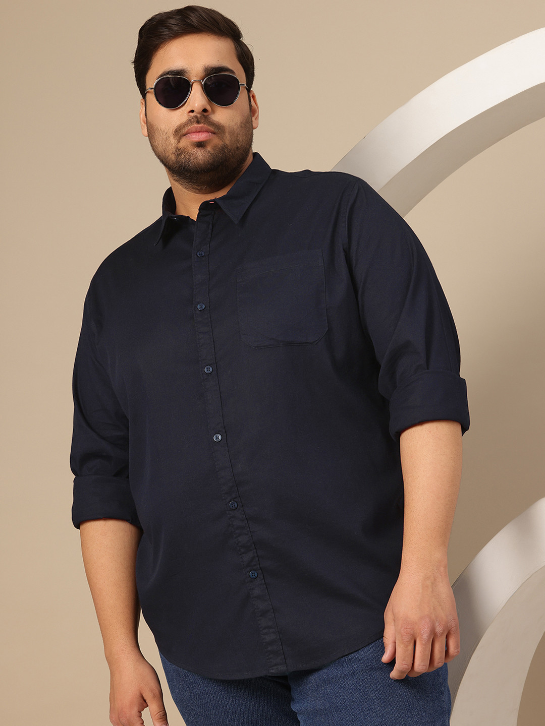 

Sztori Men Plus Size Premium Casual Shirt, Navy blue