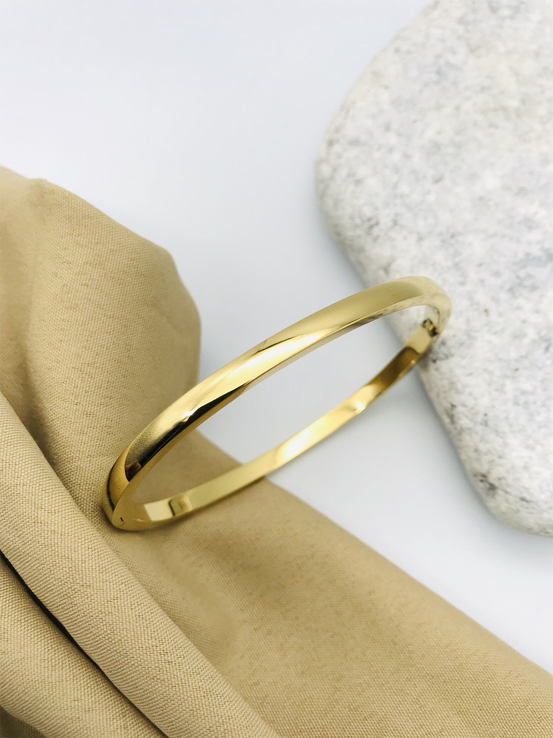 

ANJNI CREATION Gold-Plated Stainless Steel Tarnish-Free Plain Stake Kada Bracelet