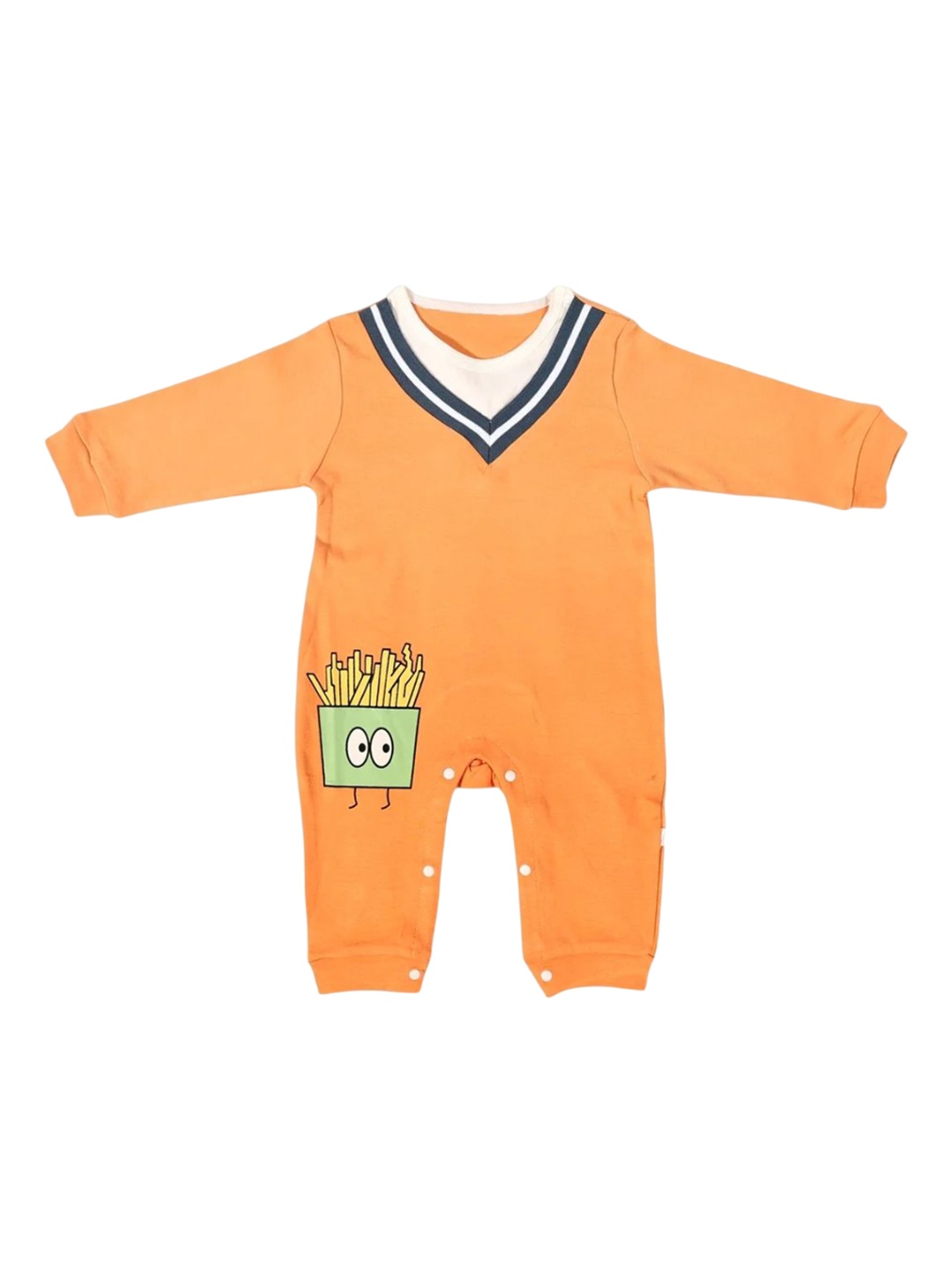 

Bold N Elegant Infants Printed Cotton Full Length Footless Romper, Orange