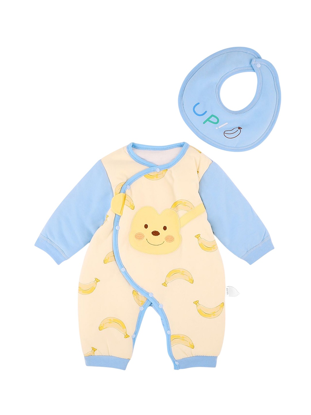 

Bold N Elegant Infants Printed Rompers With Bibs, Blue