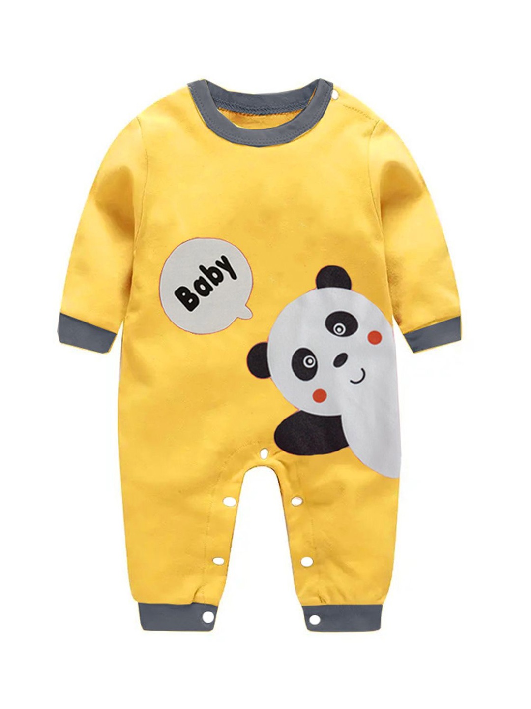 

Bold N Elegant Infants Panda Printed Full Length Cotton Romper, Yellow