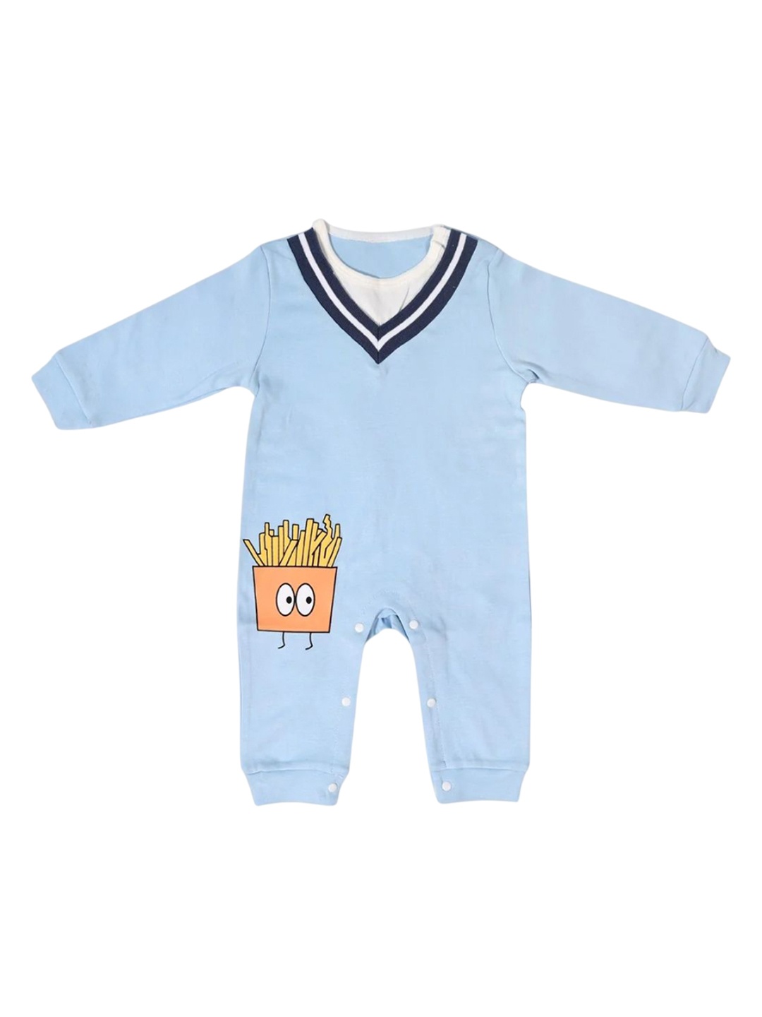 

Bold N Elegant Infants Printed Full Length Footless Cotton Romper, Blue