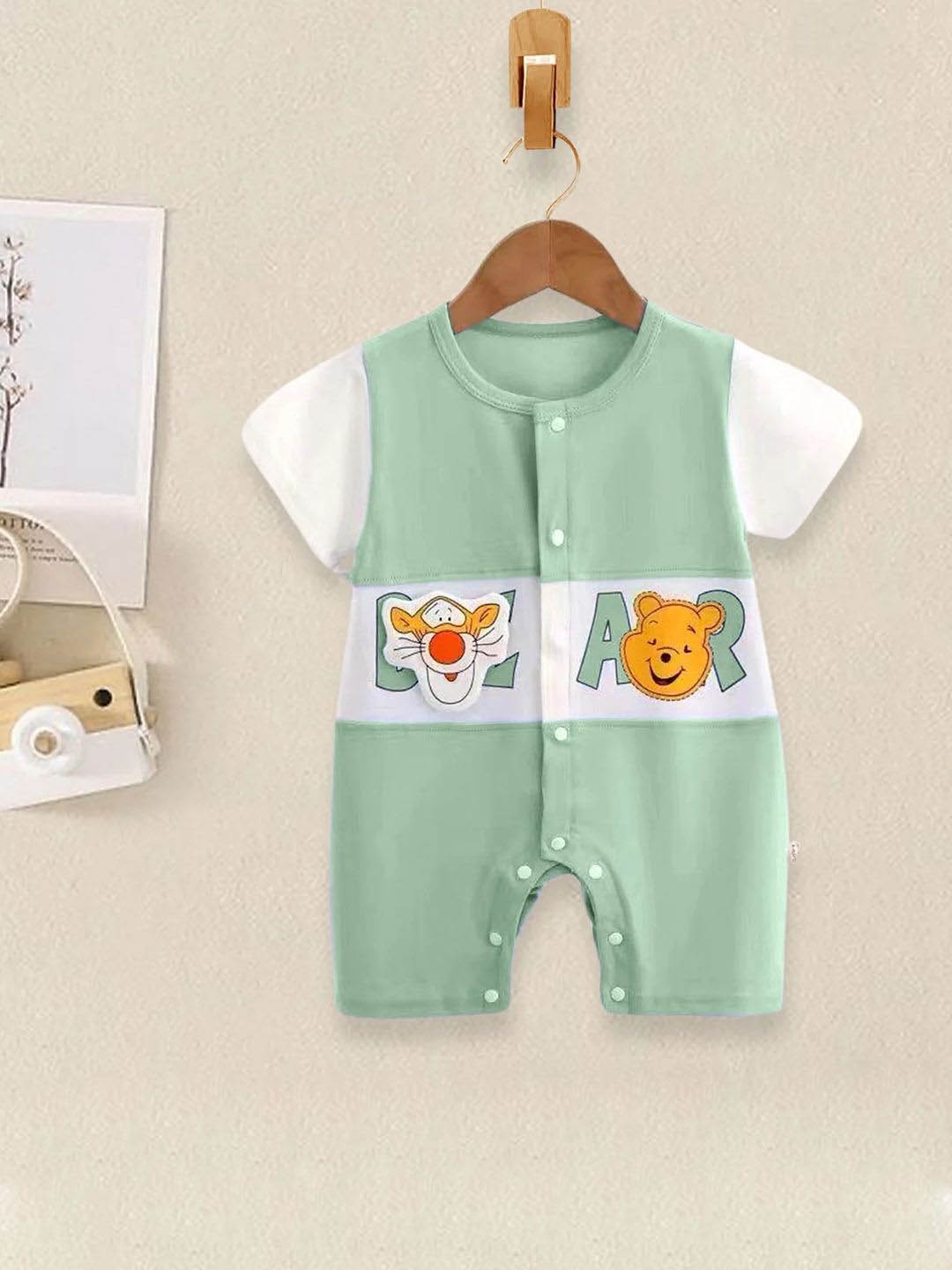 

Bold N Elegant Infants Cartoon Printed Half Length Cotton Rompers, Green