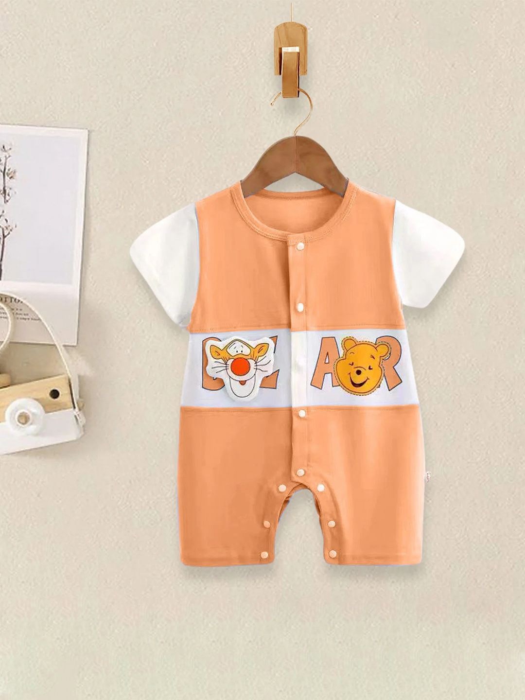 

Bold N Elegant Infants Cartoon Printed Half Length Cotton Romper, Peach