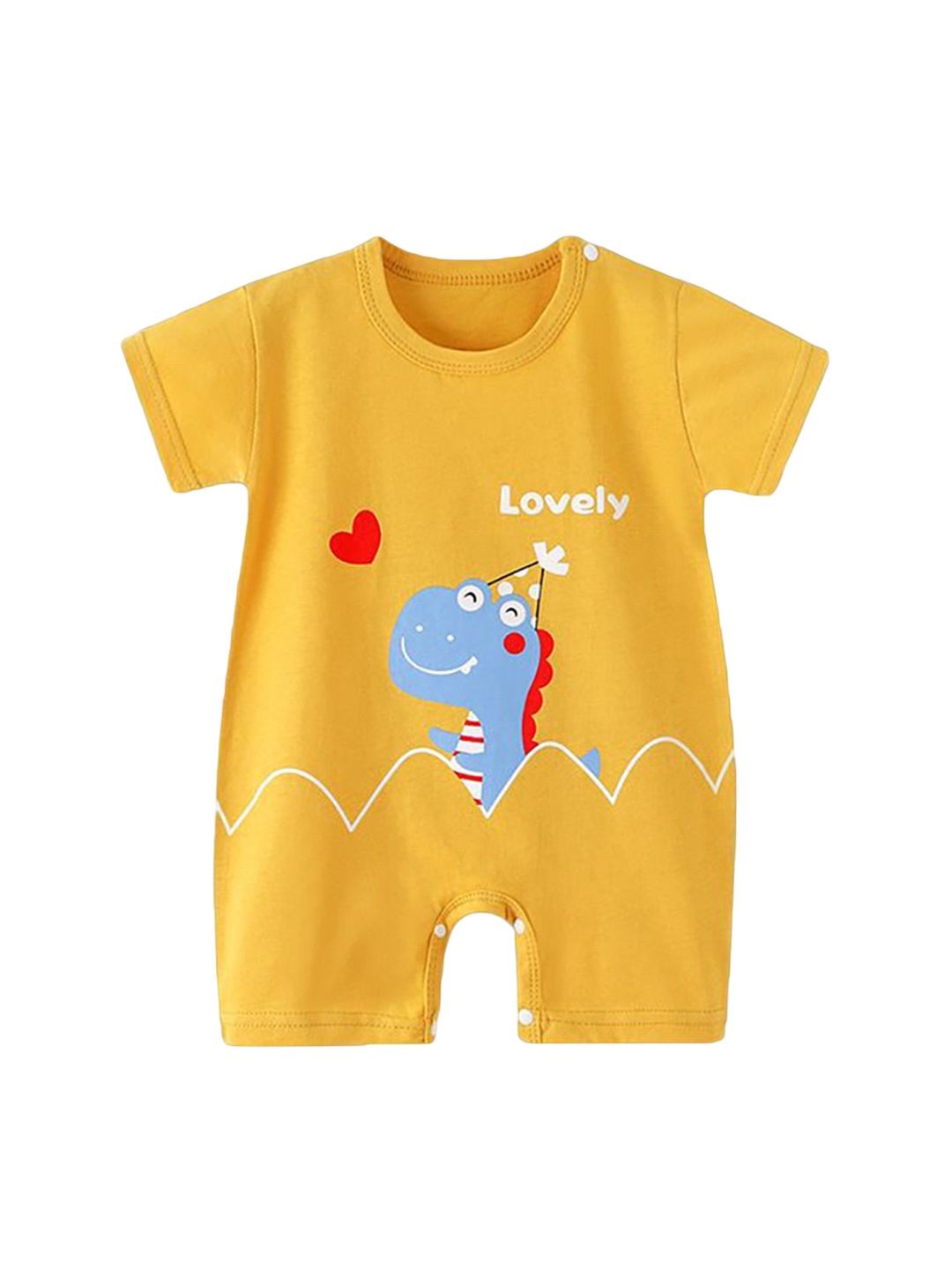 

Bold N Elegant Infants Dino Printed Half Length Cotton Romper, Yellow