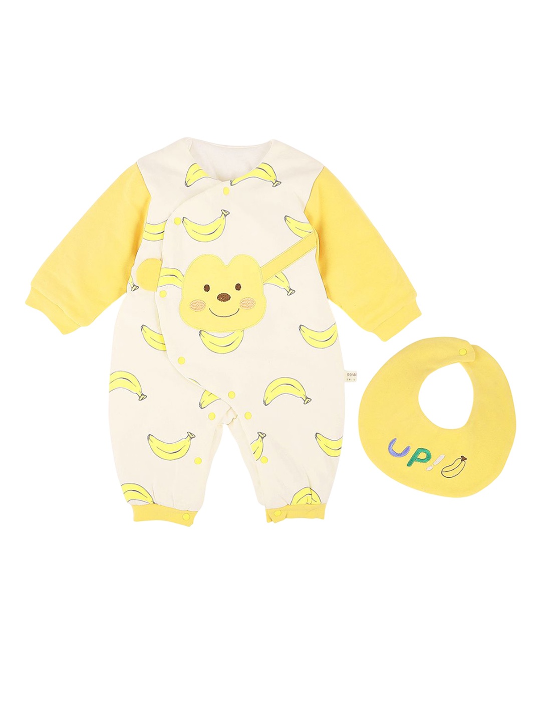 

Bold N Elegant Infants Printed Winter Romper With Beanie, Yellow