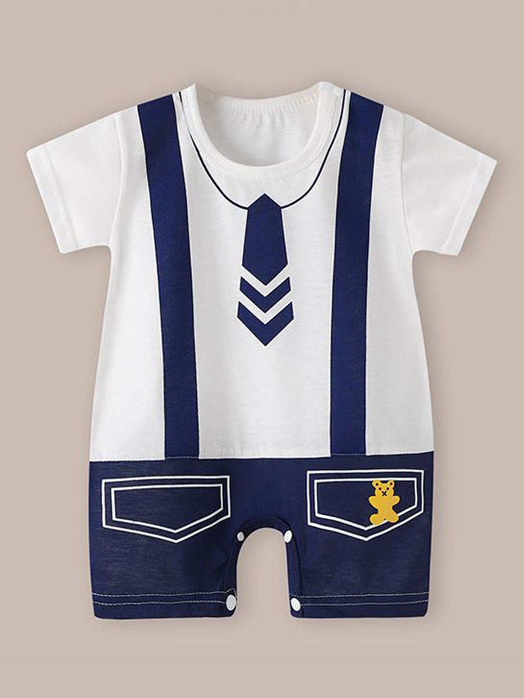 

Bold N Elegant Infants Cotton Round Neck Rompers, White