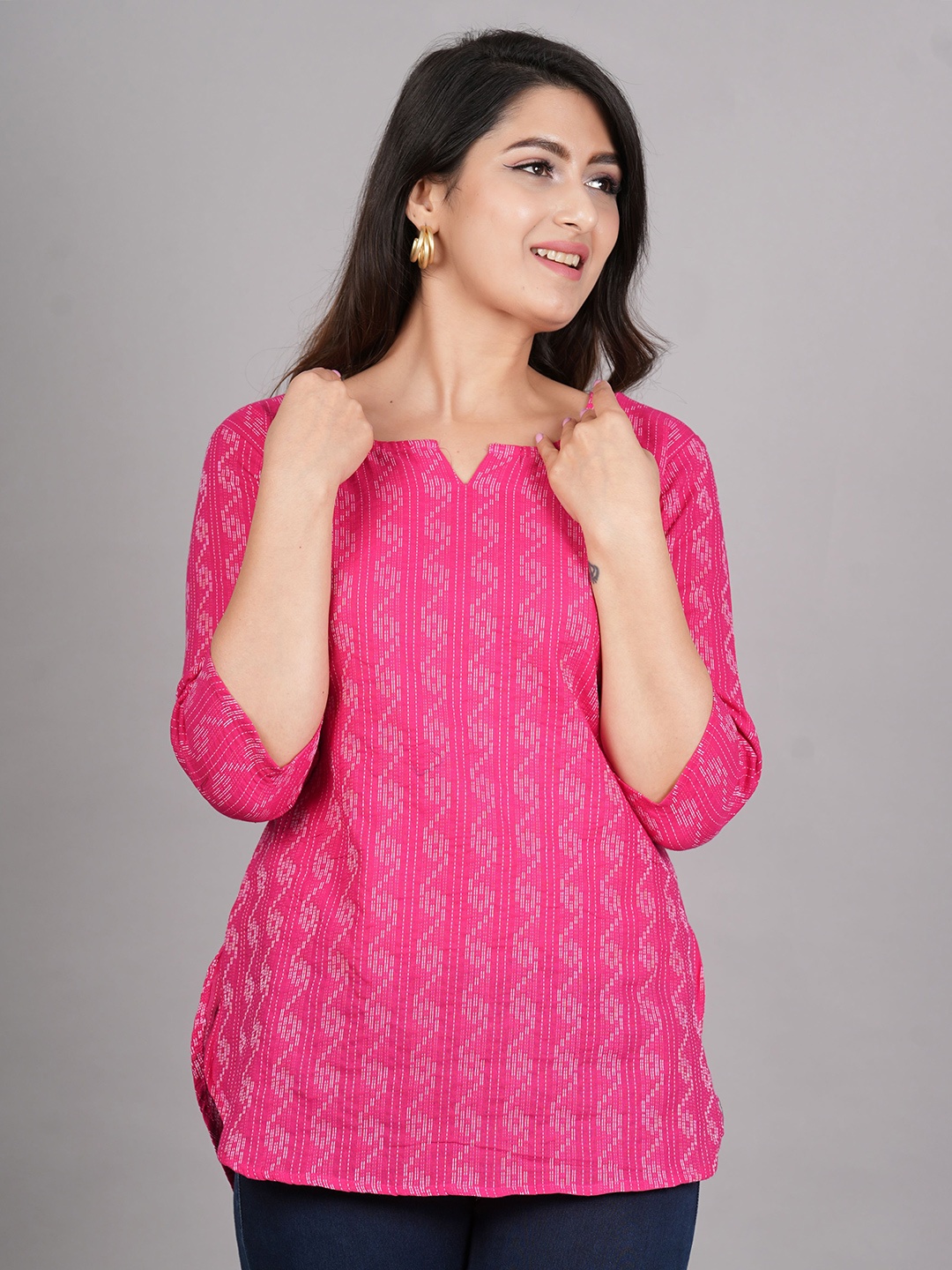 

MF ERA Women Printed Pure Cotton Kurti, Pink