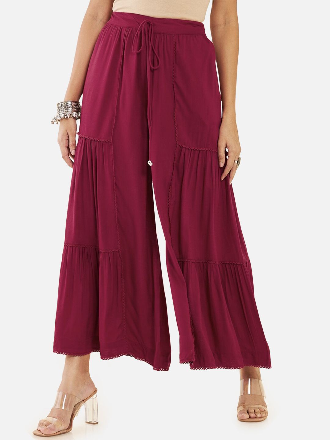

Moda Rapido Women Smart Flared Pleated Trouser, Na