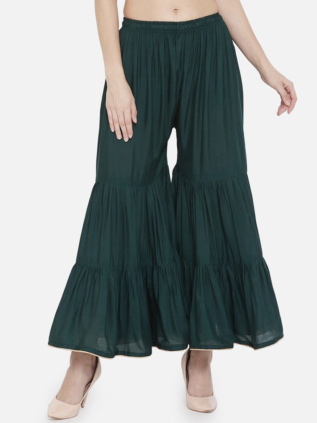 

Moda Rapido Women Smart Flared Trousers, Green