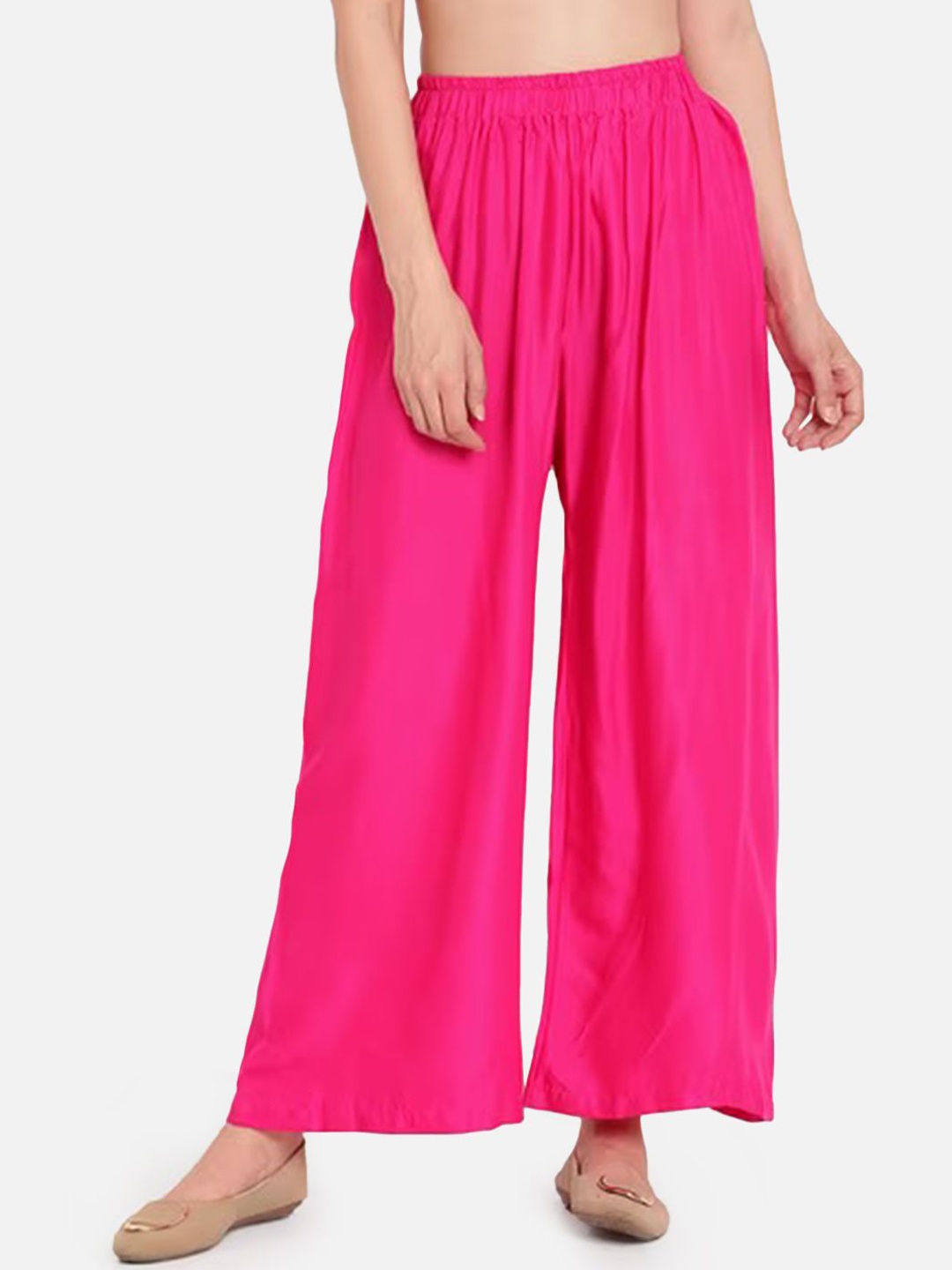 

Moda Rapido Women Relaxed Flared Trousers, Pink