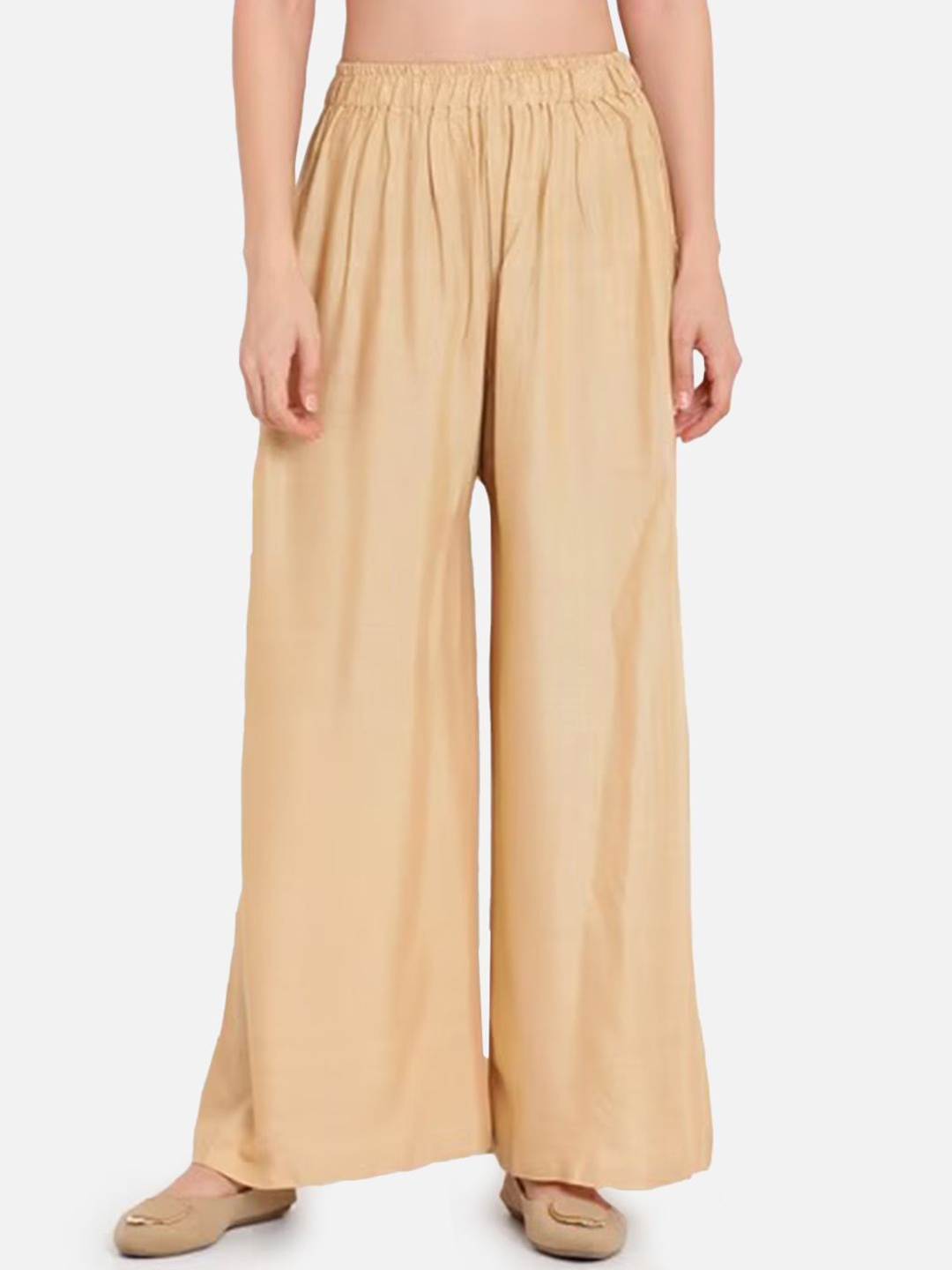 

Moda Rapido Women Relaxed Flared Trousers, Beige