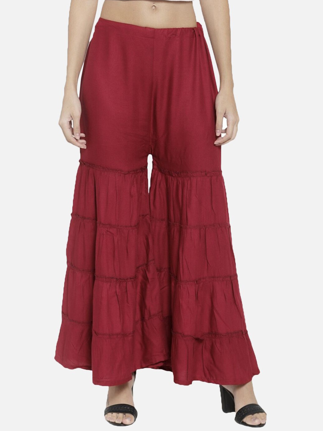 

Moda Rapido Women Flared Palazzos, Maroon