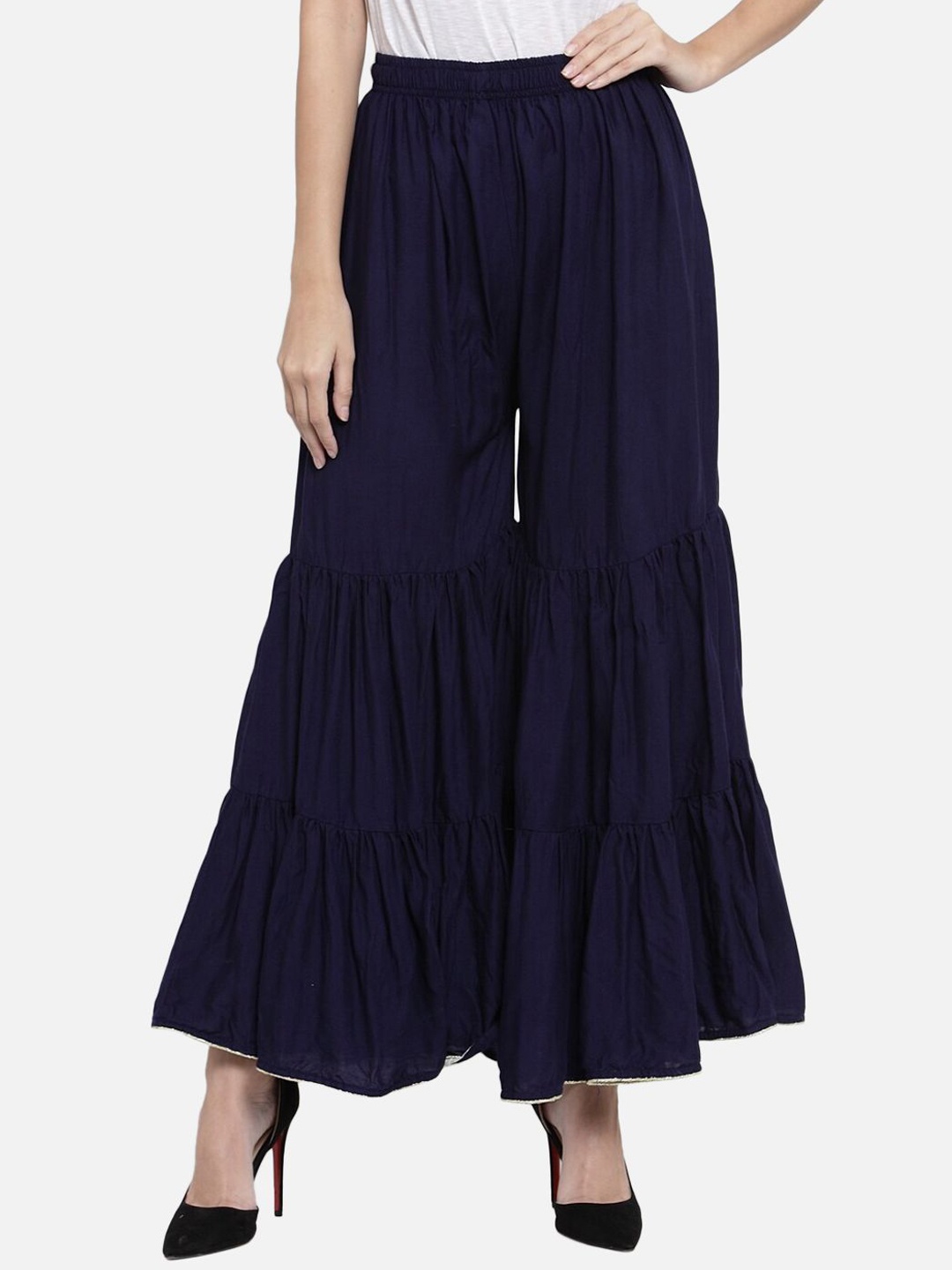 

Moda Rapido Women Smart Flared Pleated Sharara, Blue