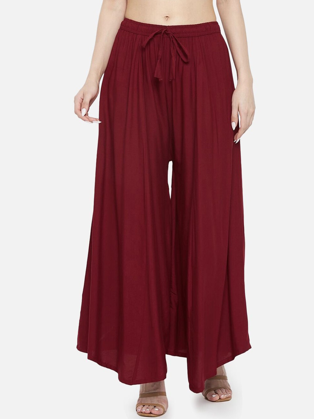 

Moda Rapido Women Flared Palazzos, Maroon