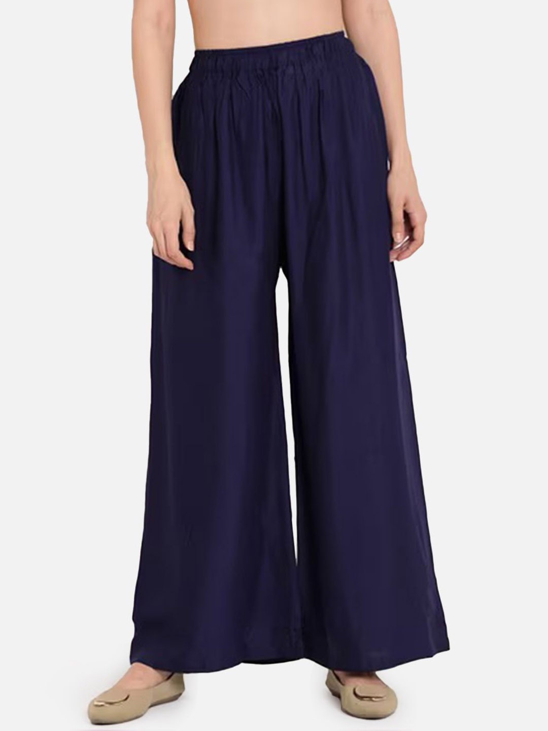 

Moda Rapido Women Relaxed Flared Trousers, Blue