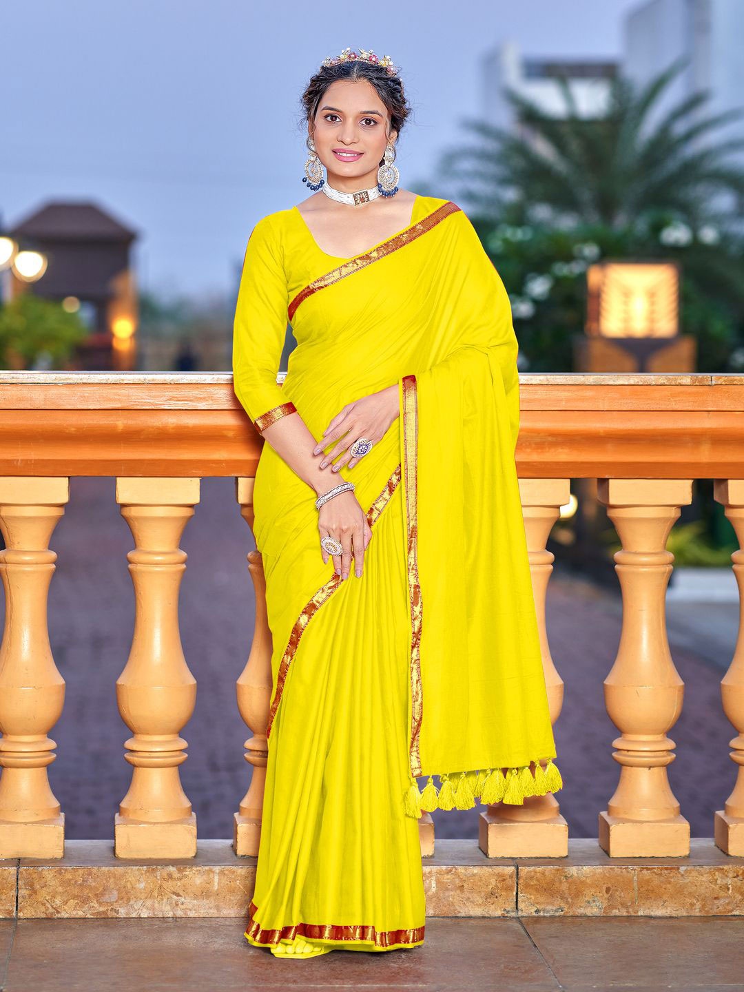 

MOKSHA DESIGNS Printed Pure Cotton Saree, Yellow