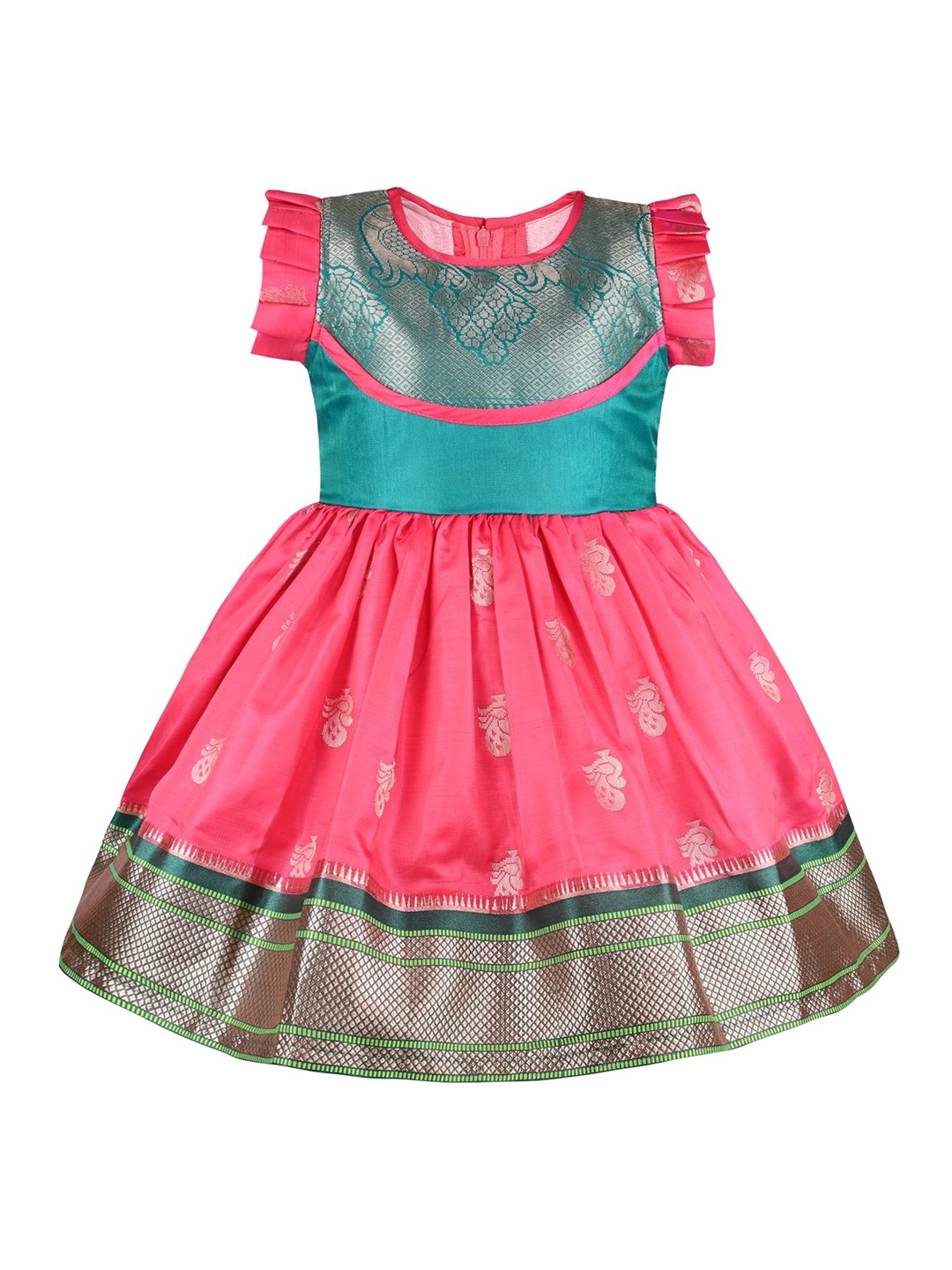 

Wish Karo Girls Silk Tie-Ups Fit and Flare Dress, Pink