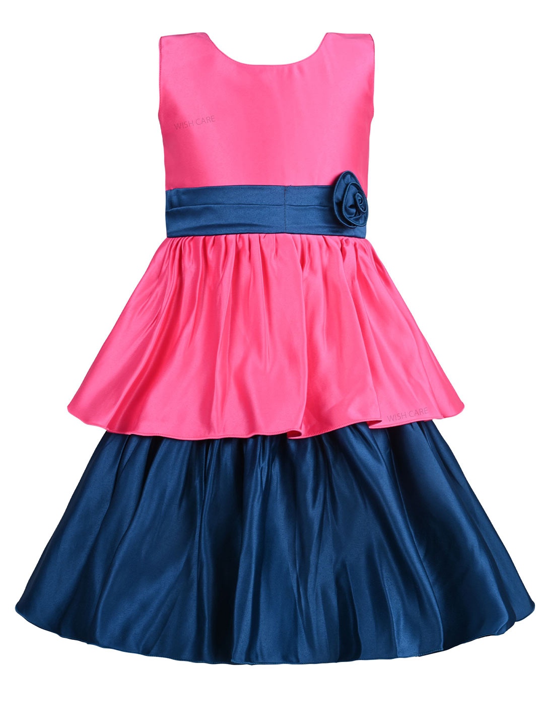 

Wish Karo Girls Colourblocked Round Neck Fit & Flare Dress, Pink