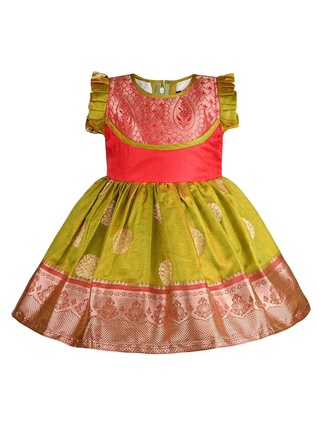 

Wish Karo Women Self Design Fit and Flare Dress, Green