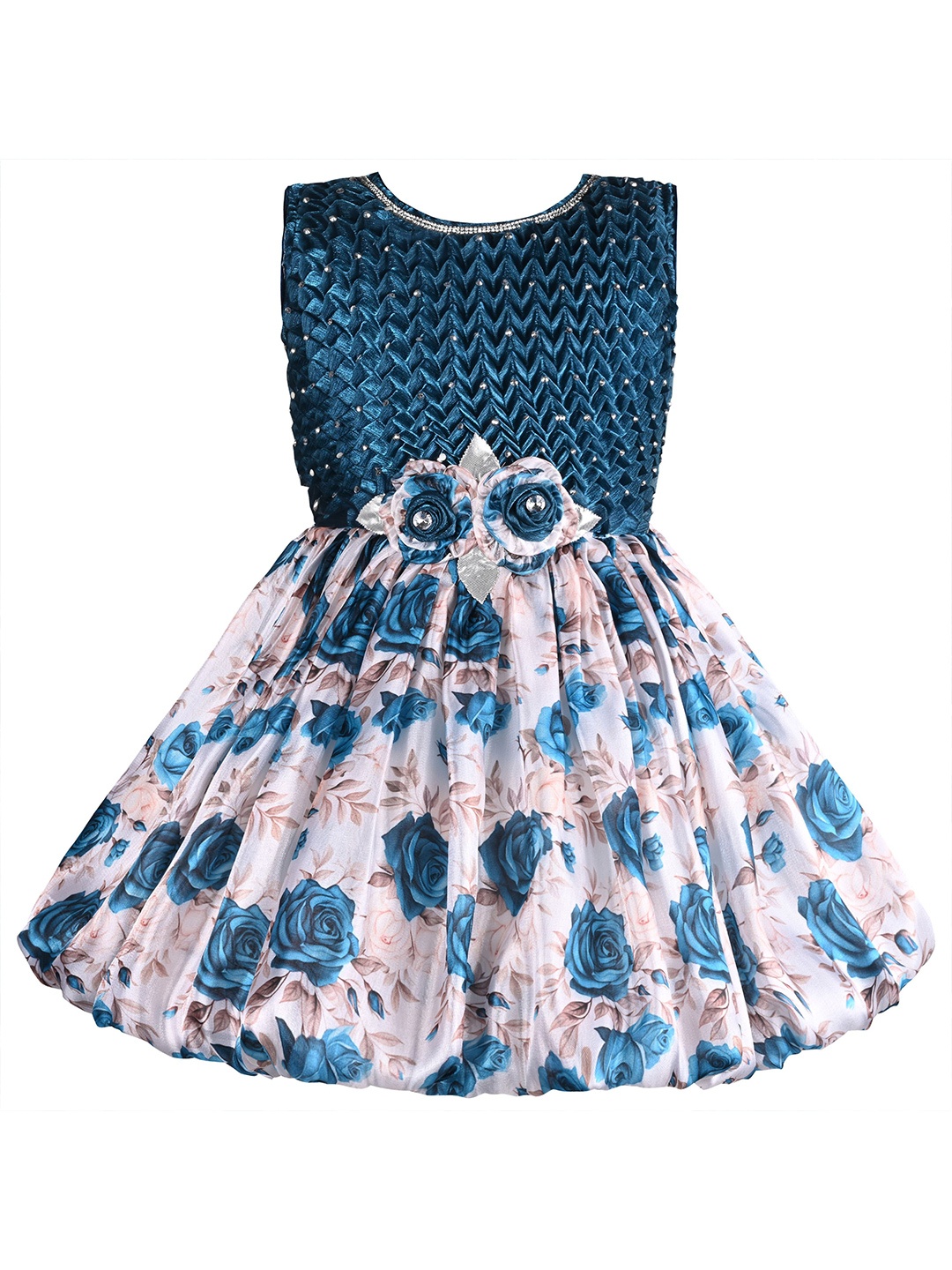 

Wish Karo Girls Floral Printed Fit & Flare Dress, Blue